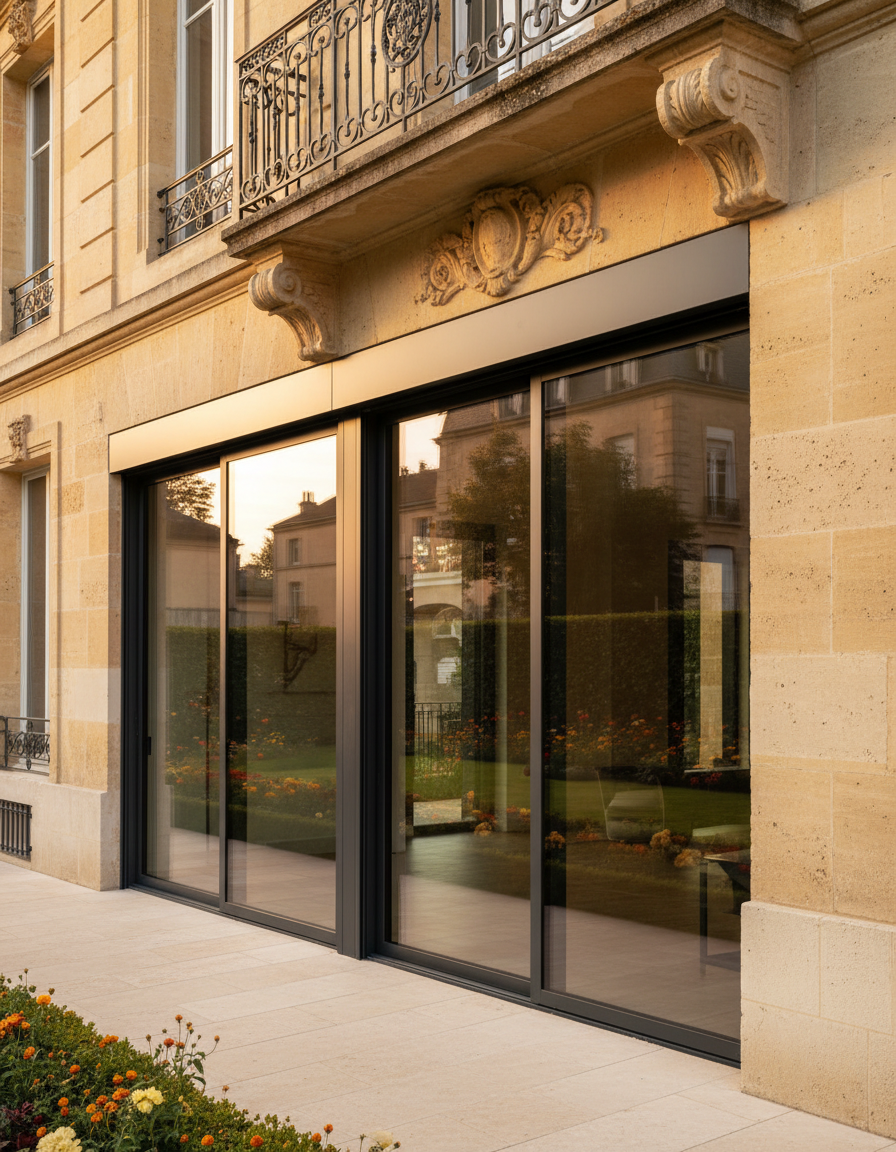 Baie coulissante grande largeur 4 vantaux